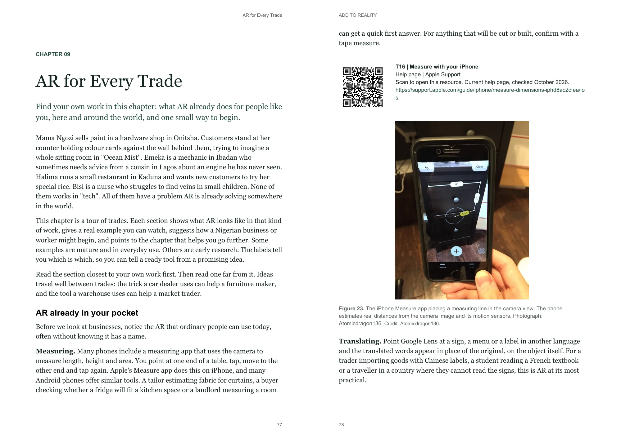 Chapter 9, AR for Every Trade, with a phone measuring app photo