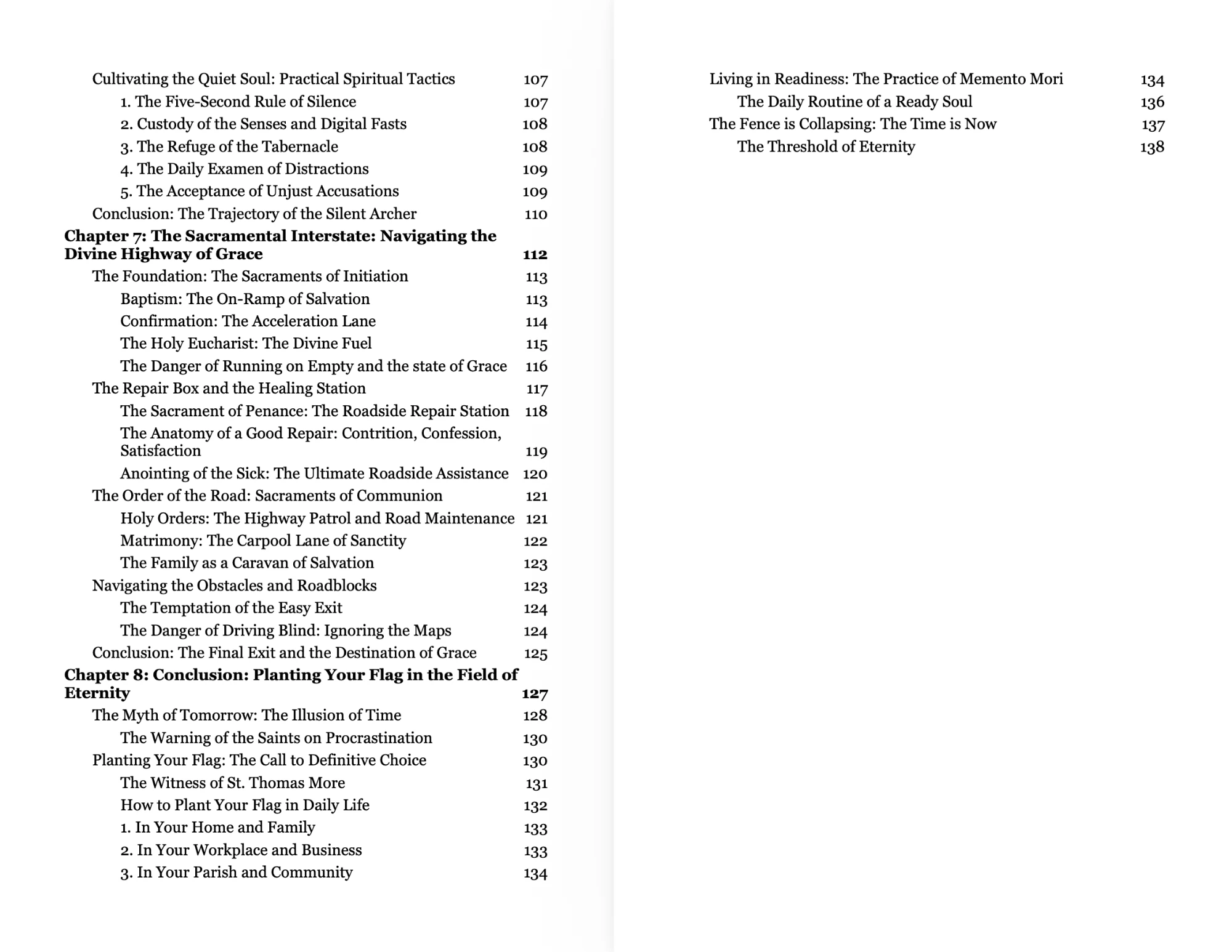 Table of contents: Chapters 6 to 8