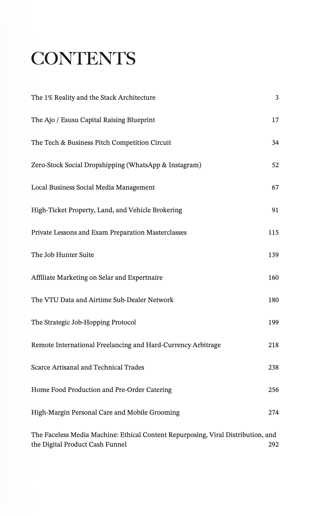 Table of contents, chapters 1 to 16