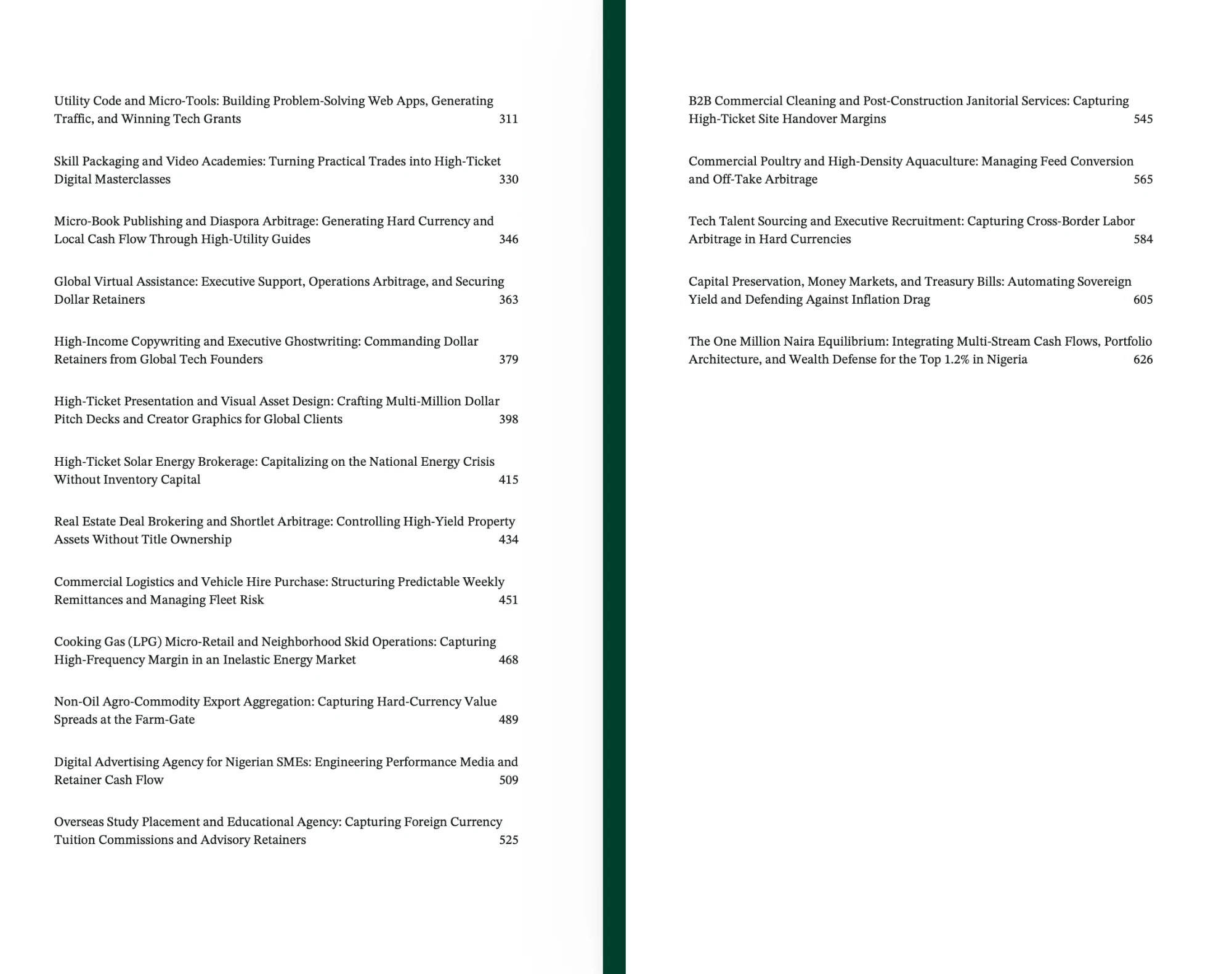 Table of contents, chapters 17 to 34
