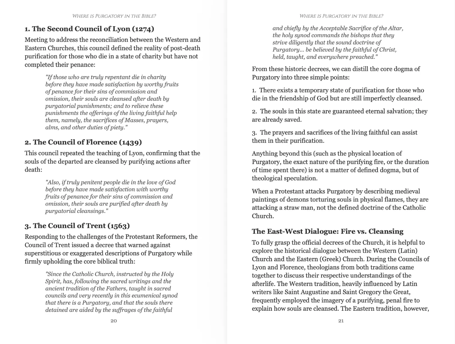 Chapter 1 pages: the Councils of Lyon, Florence and Trent