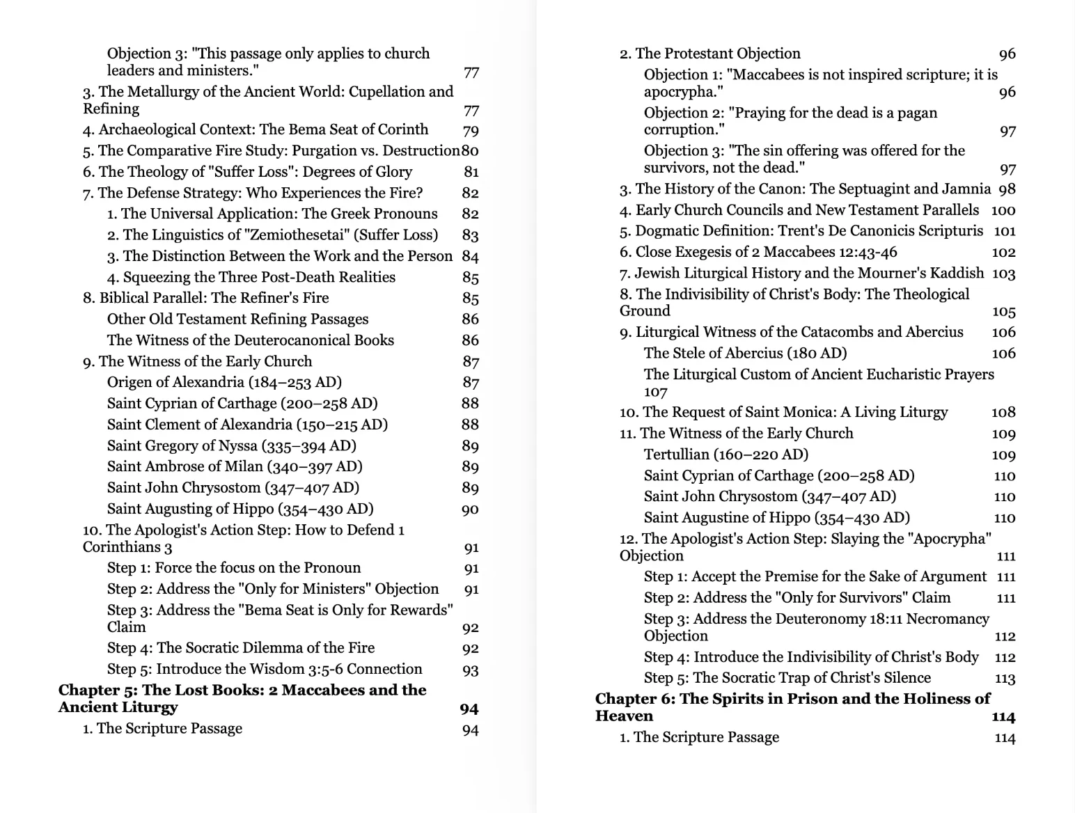Table of contents: Chapters 4 to 6