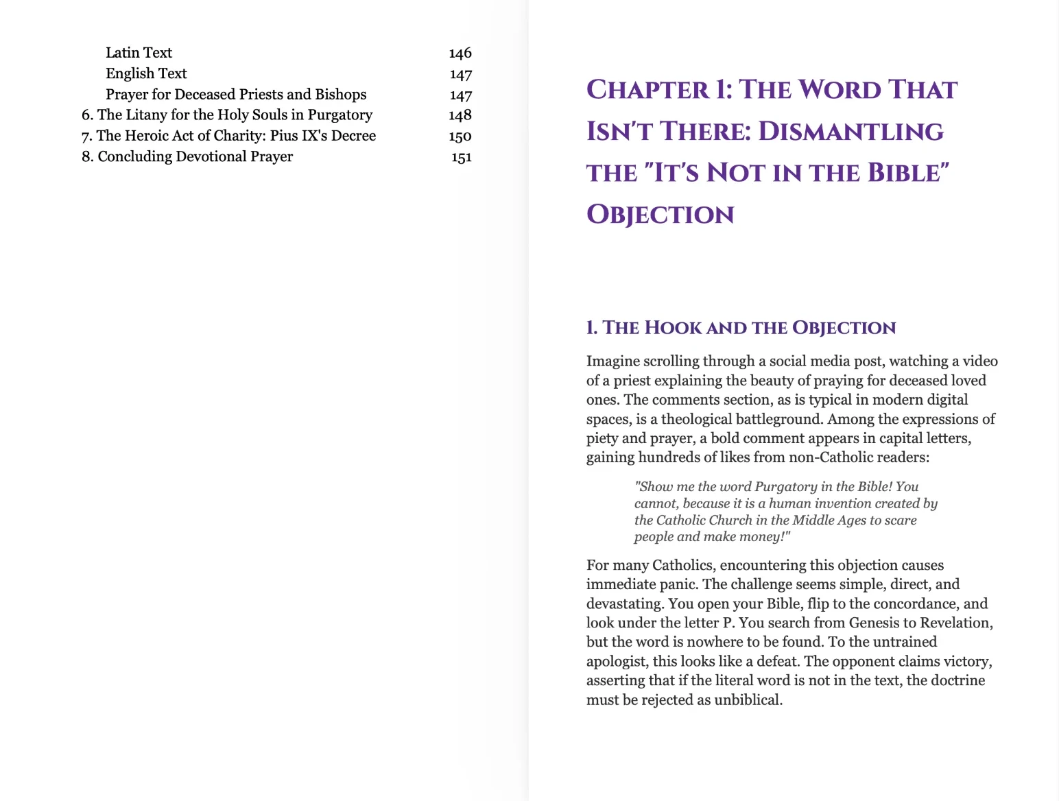 End of the table of contents and the opening page of Chapter 1