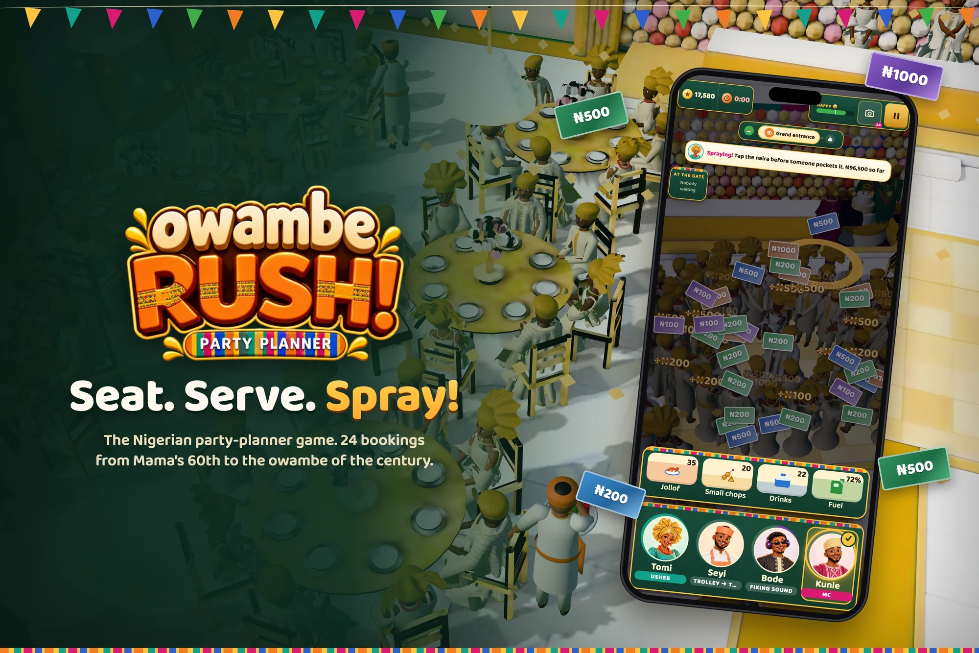 Owambe Rush: Seat. Serve. Spray! The Nigerian party-planner game